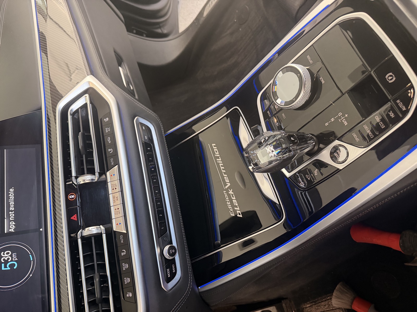 BMW center console and gear selector, wiped clean