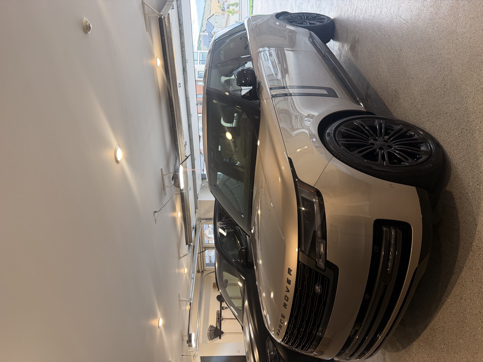Range Rover in a bright garage after a full detail